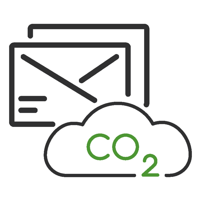 4g de CO2 - pour un simple mail émis et jusqu’à 50g avec une pièce jointe volumineuse. Pour 1 mail stocké, c’est 10g de CO2/an.