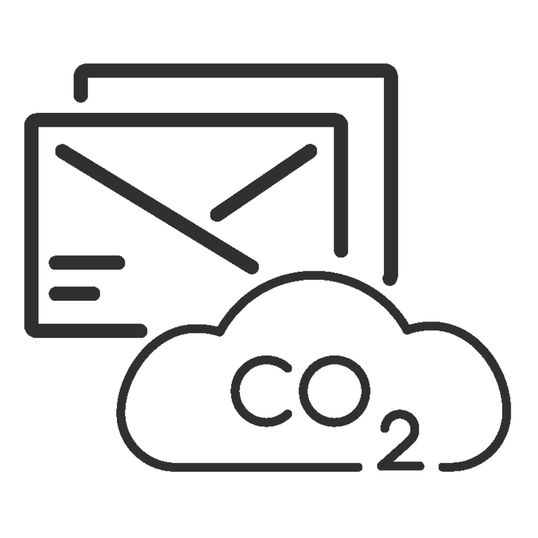 4g of CO2 - for a simple email sent and up to 50g with a large attachment. For 1 stored email, it is 10g of CO2/year.