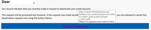 Exemple phishing email