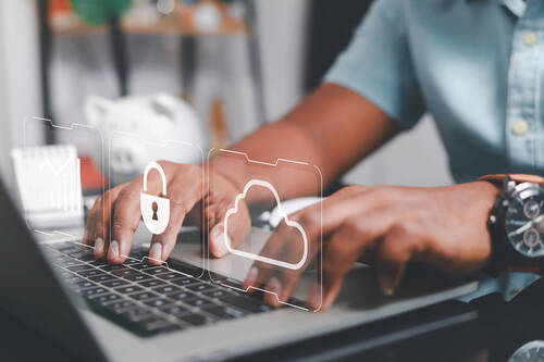 concept of achieving goals Businessman presenting business investment goals through laptop at the office desk